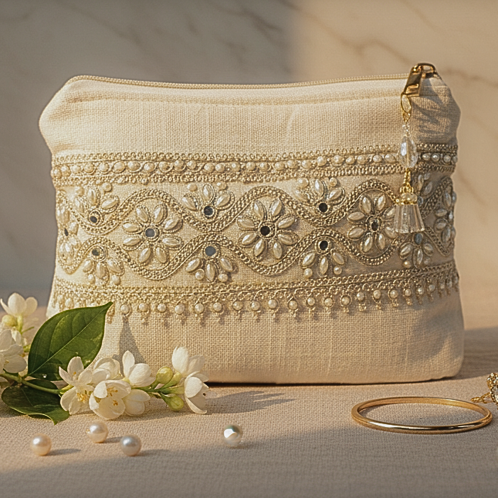 Noor Gota Pearl Pouch – Wedding Collection
