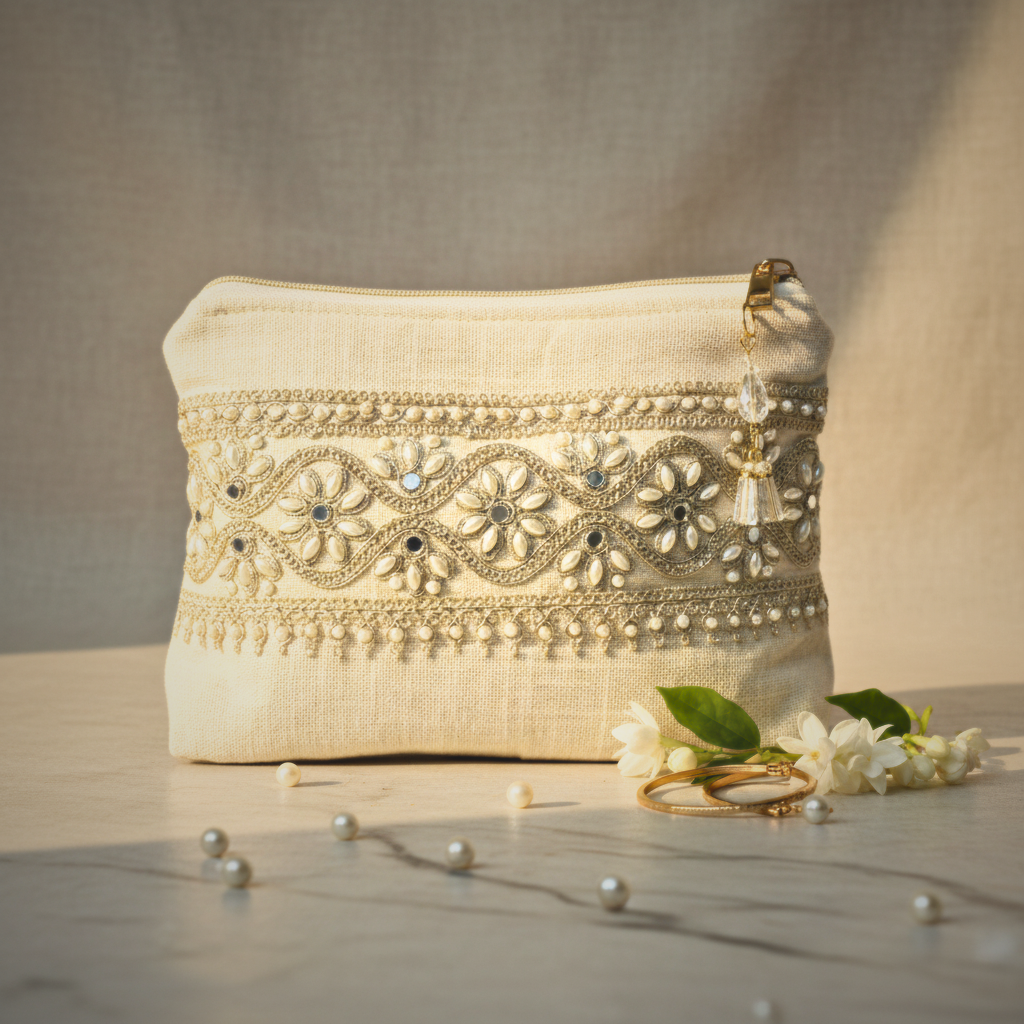 Noor Gota Pearl Pouch – Wedding Collection