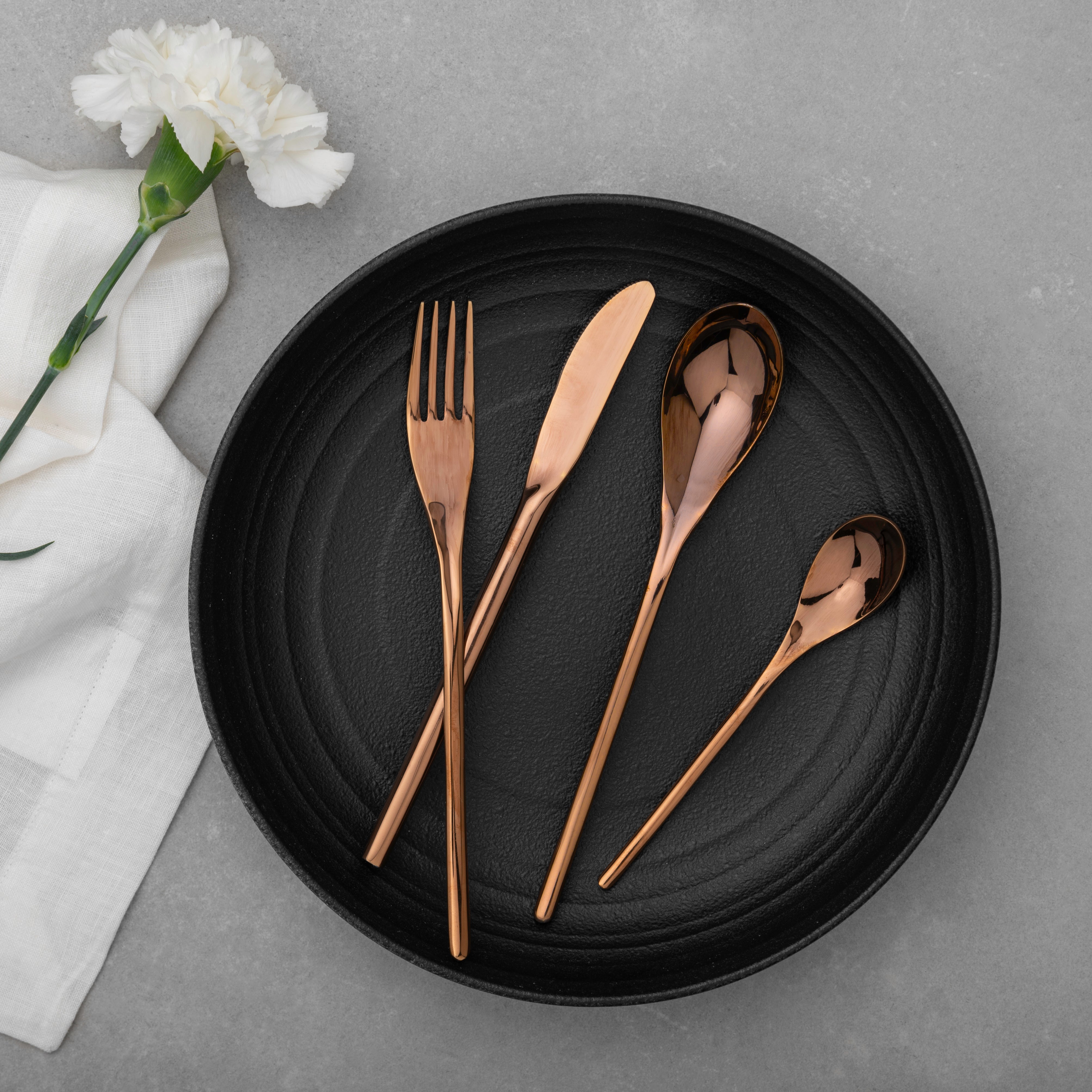 Cutlery Set Luxury Rose gold Finish Symphony of Elegance 16 pcs. set