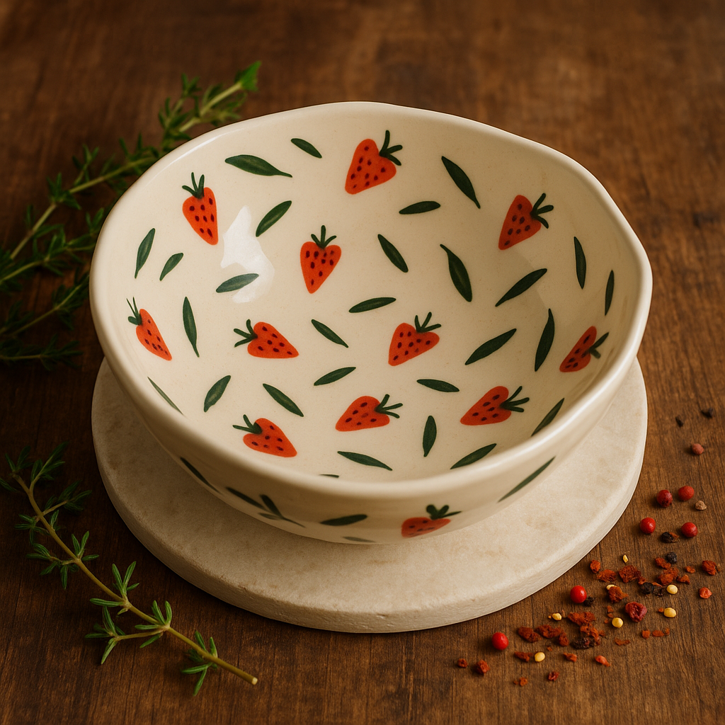 Berry Bloom Handcrafted Ceramic Salad Bowl