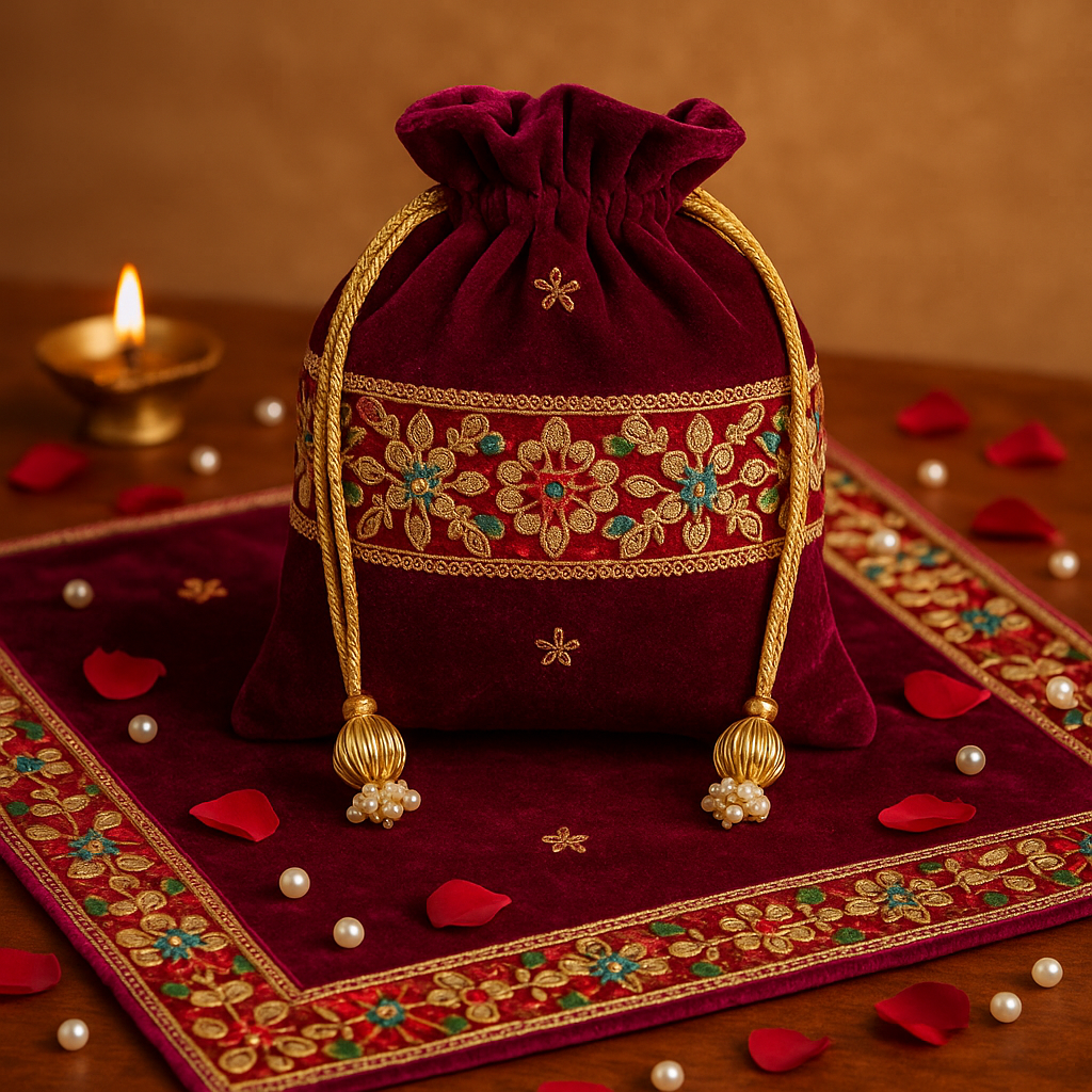 Maharani Velvet Potli & Thali Cover-Weeding Collection