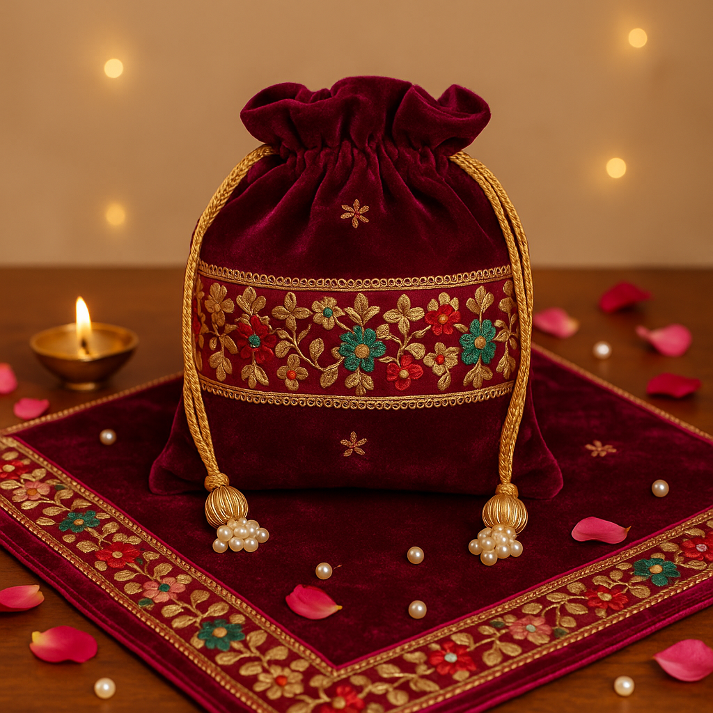 Maharani Velvet Potli & Thali Cover-Weeding Collection