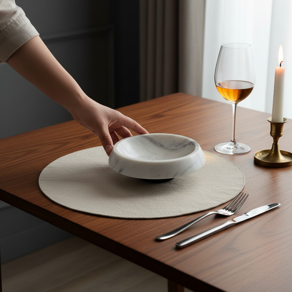 Aria White Marble Bowl Urli