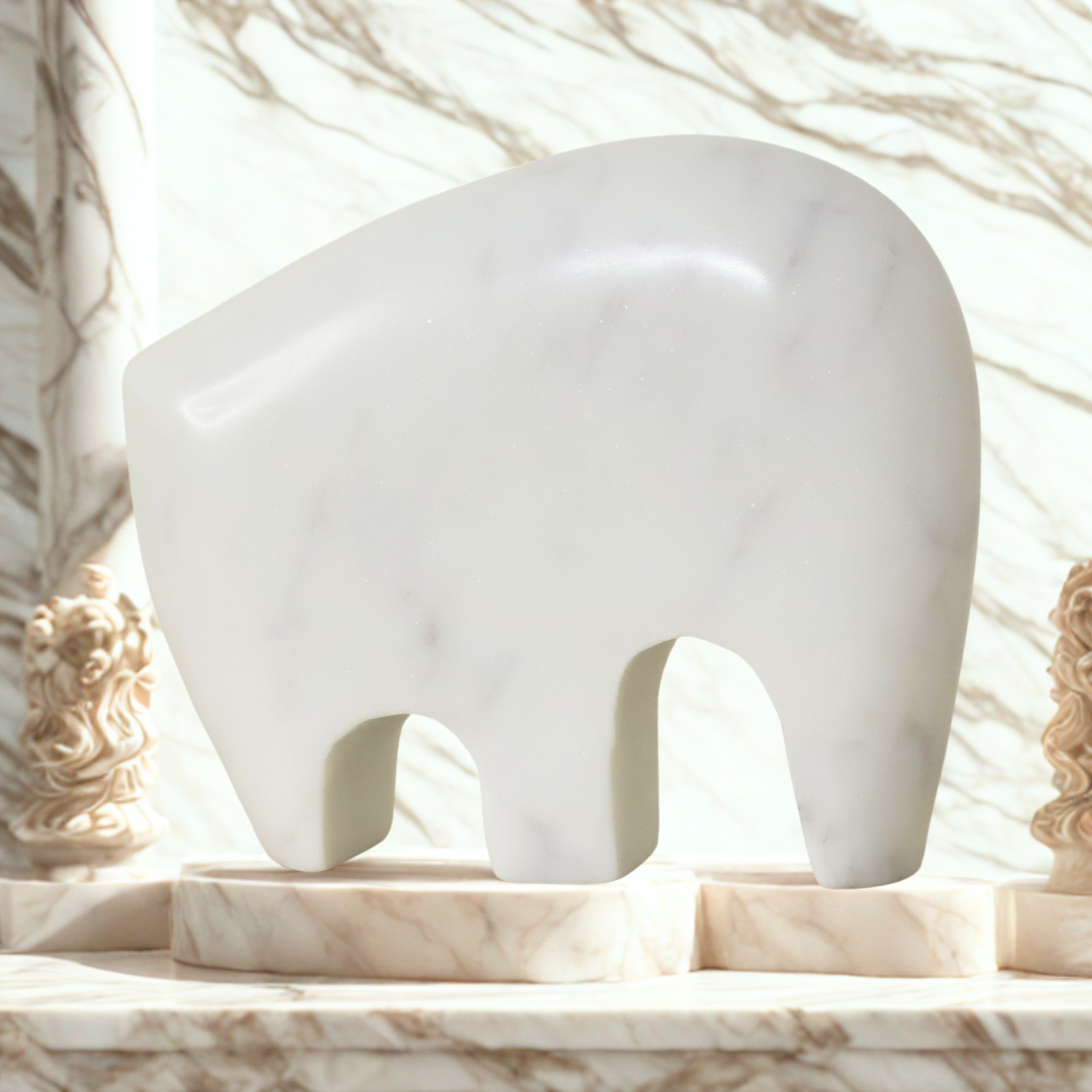 Handcrafted Marble Elephant Figurine Small