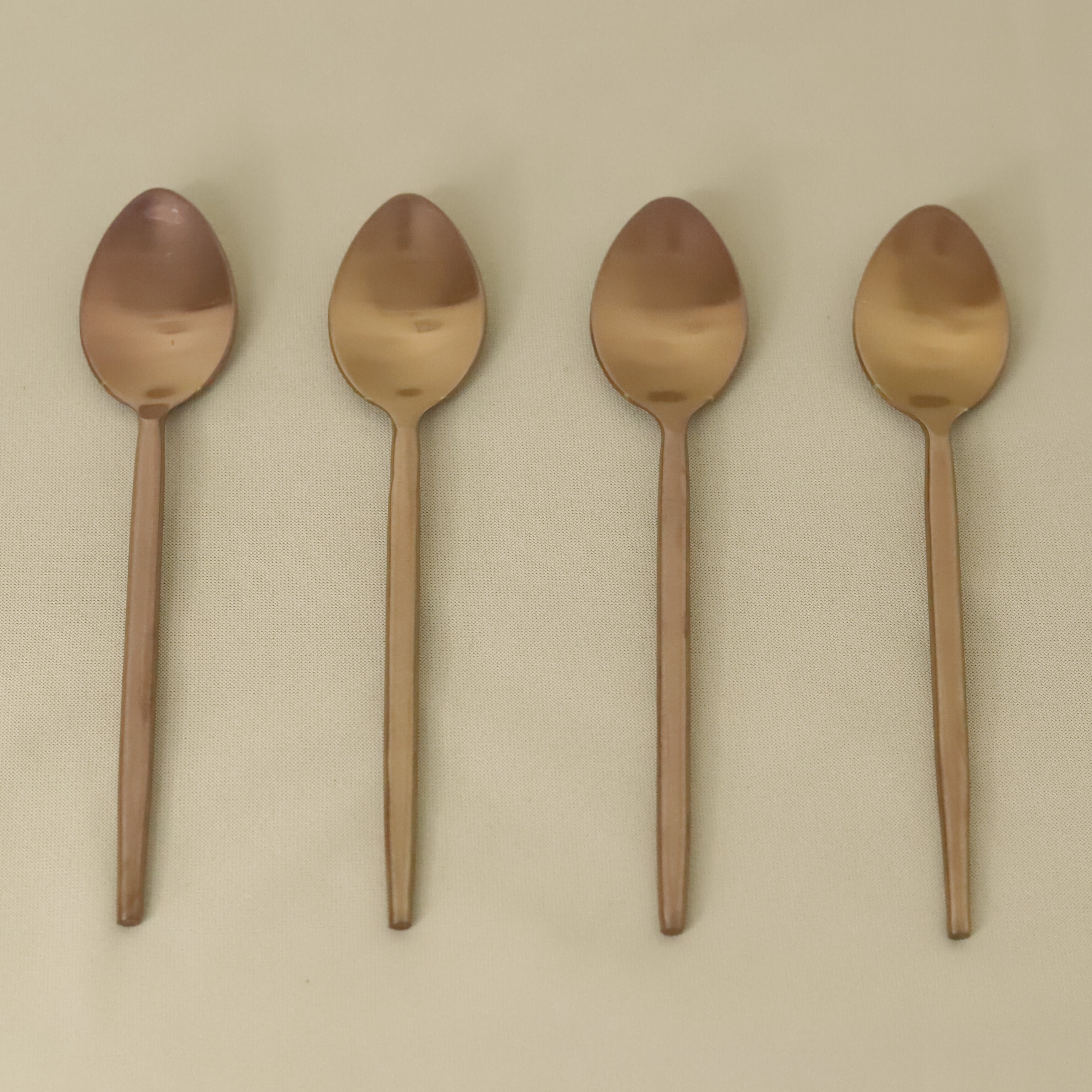 Seven Star Handmade Dessert Spoon Matte Rose Gold Set of 4