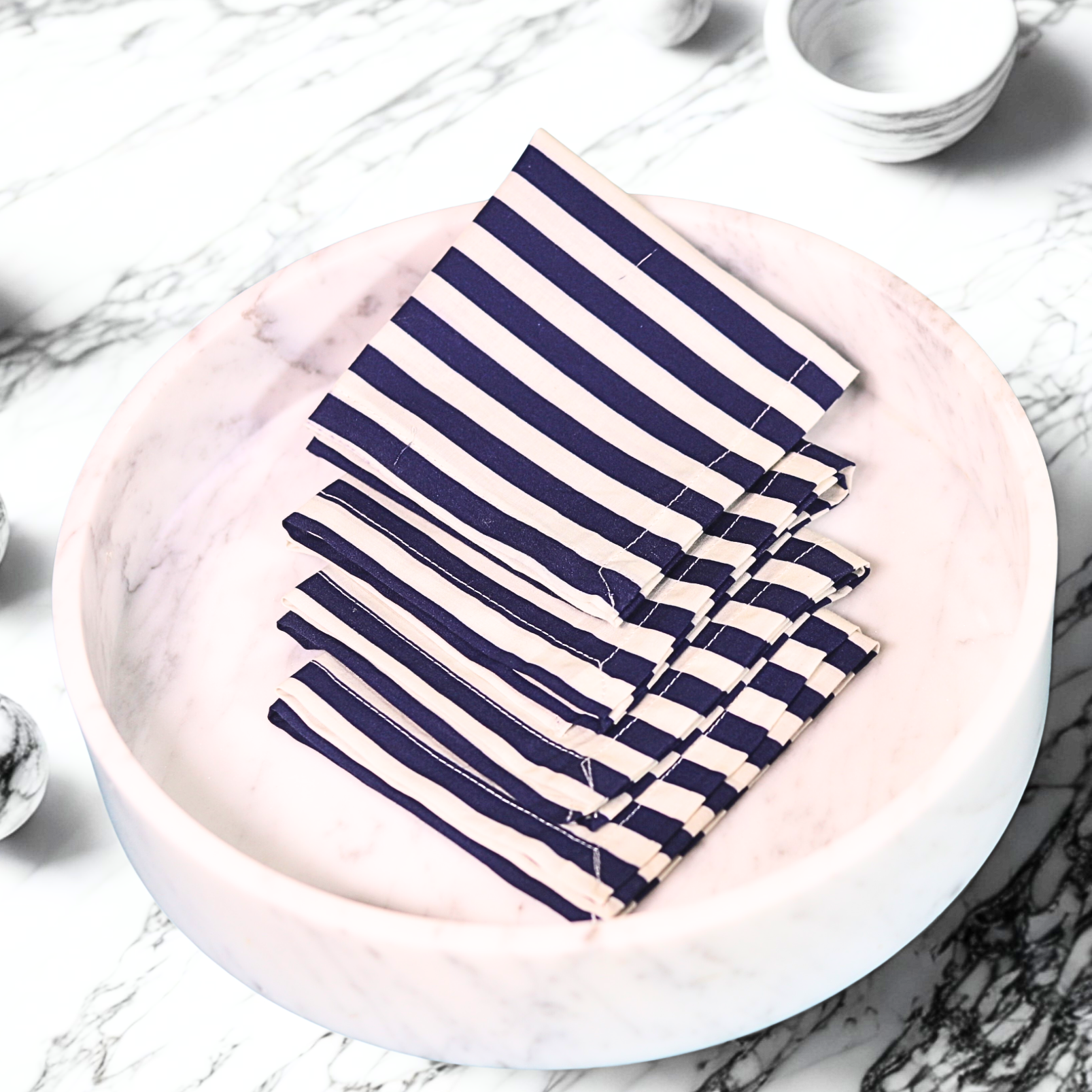 Nautical Stripes Cotton Cocktail Napkins – Set of 4