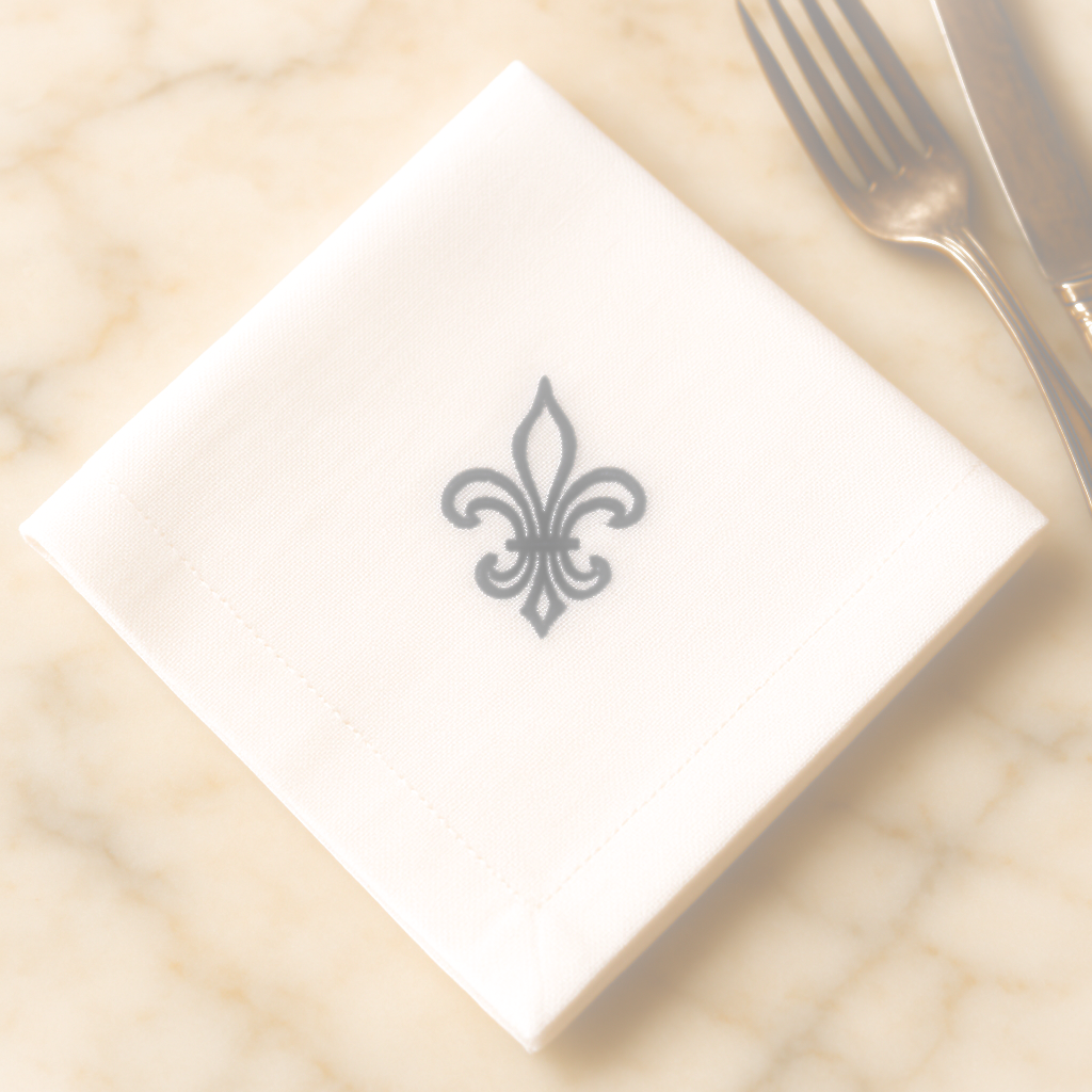Noir Élan –4 Embroidered Cotton Cocktail Napkins