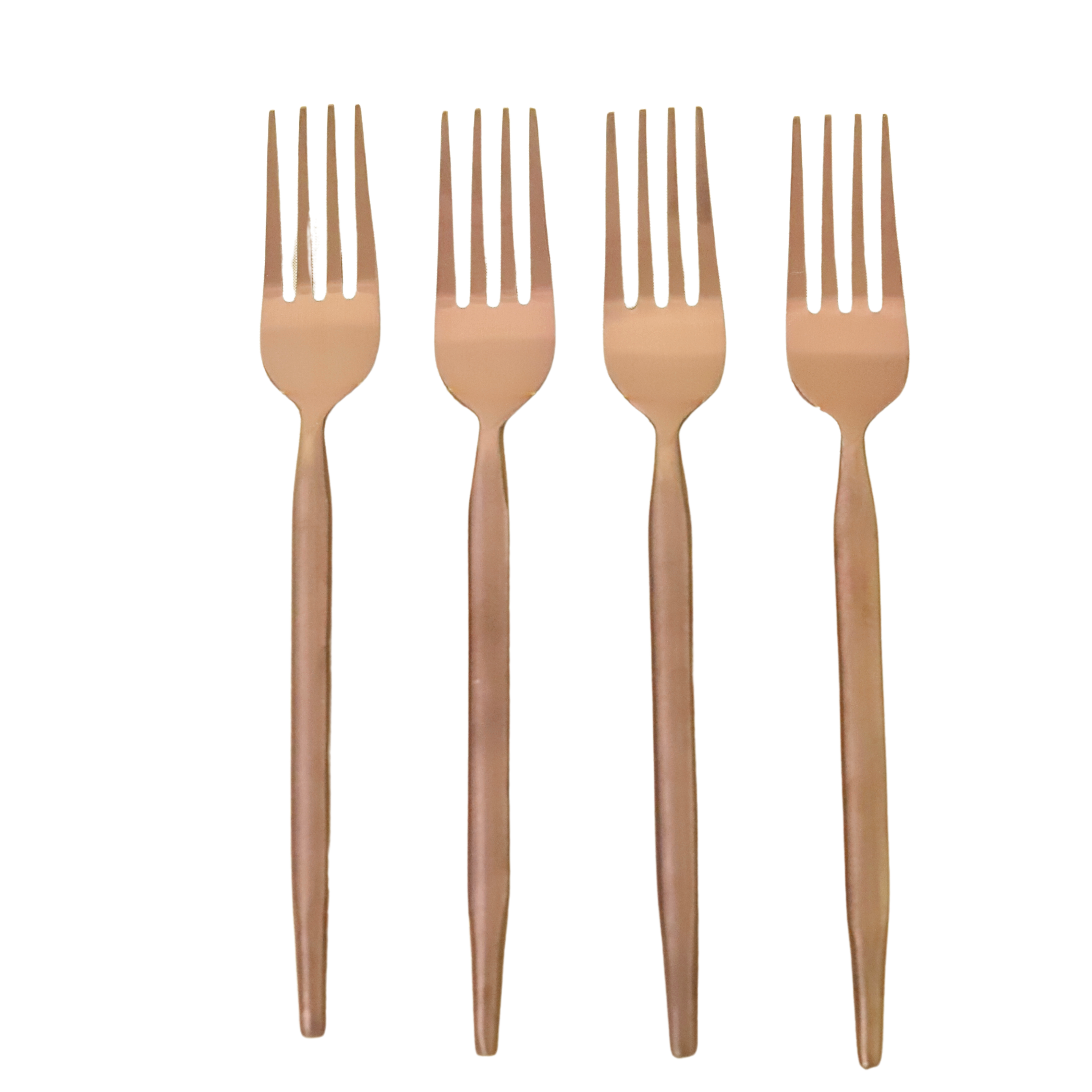 Seven Star Handmade Dinner Fork Matte Rose Gold Finish Set of 4