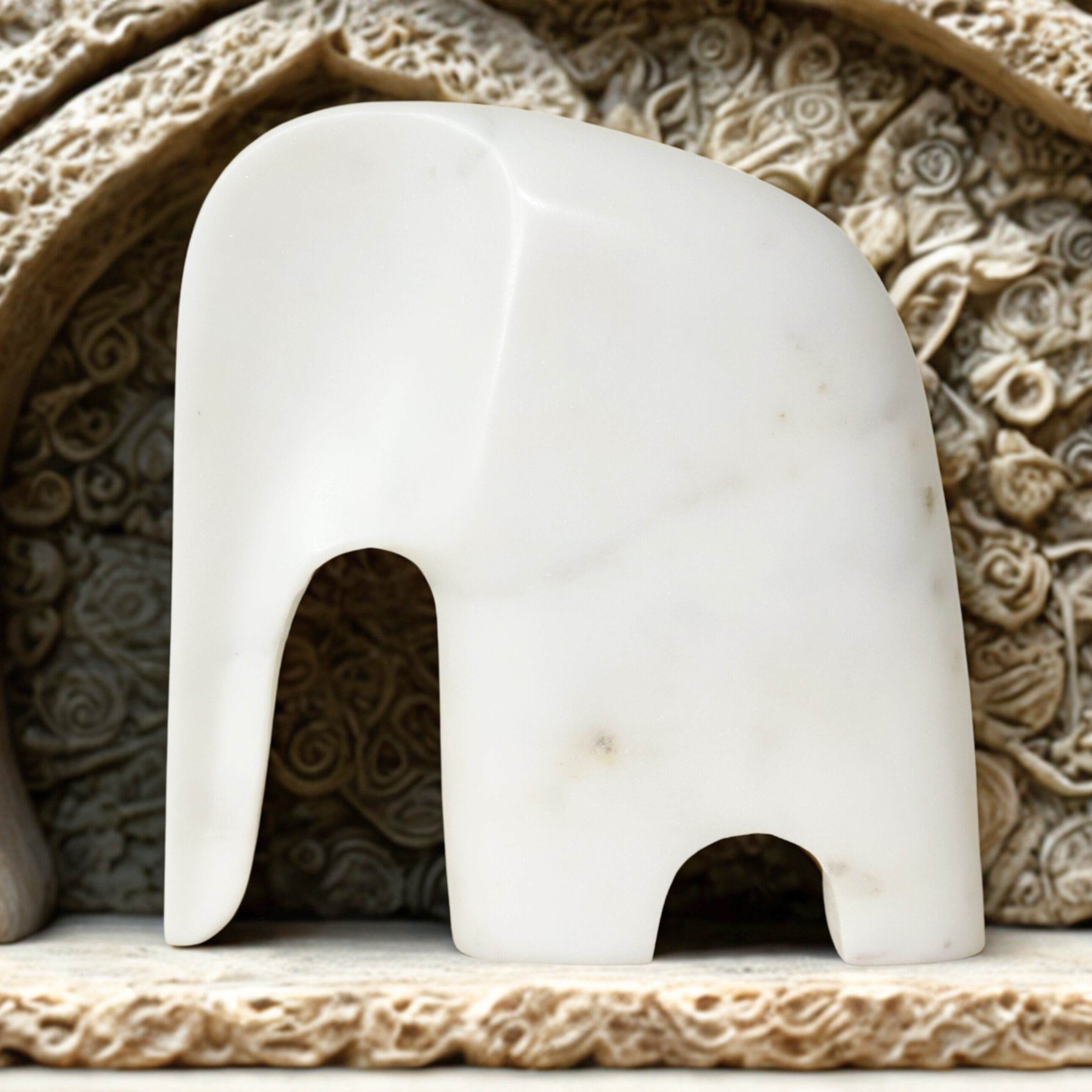 Handcrafted Marble Elephant Figurine Large