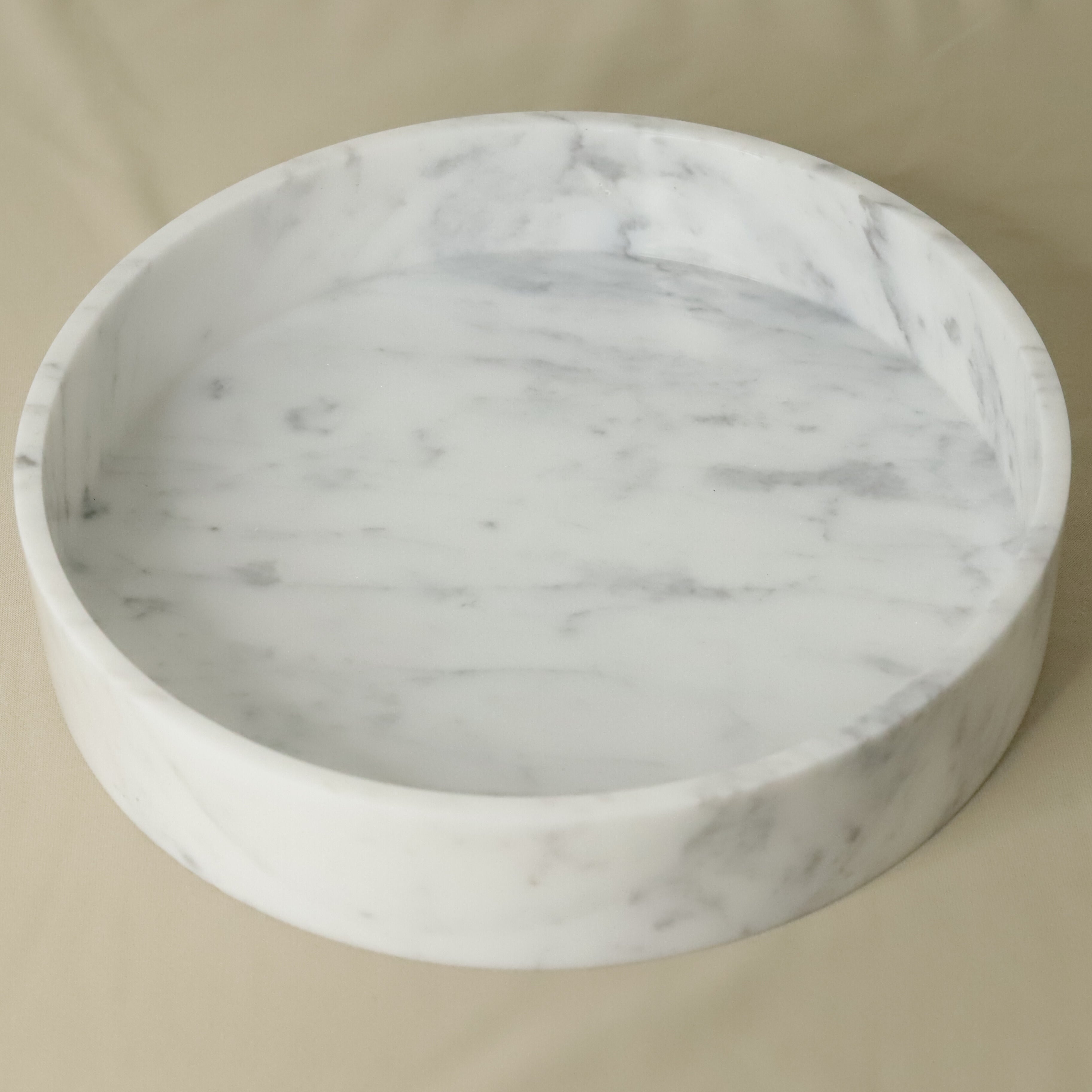 Classic White Marble Round Bowl