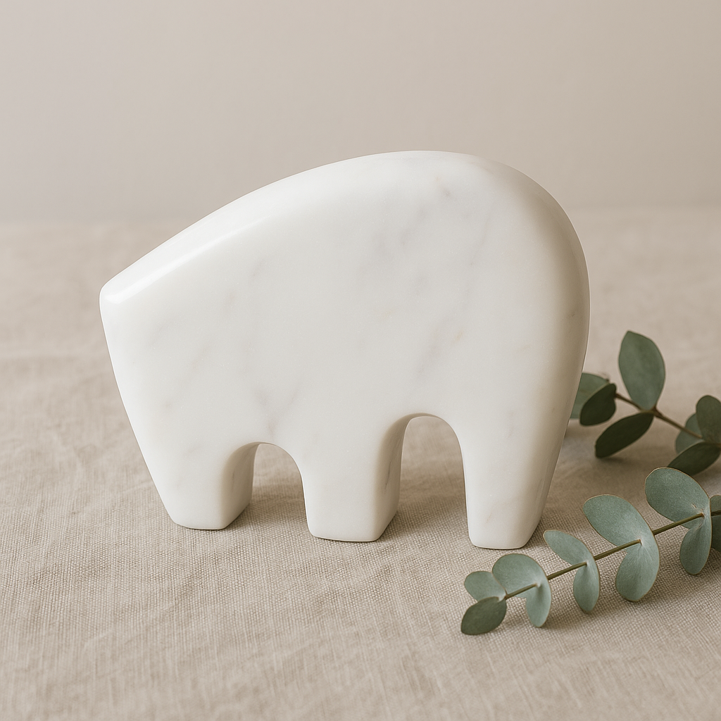 Handcrafted Marble Elephant Figurine Small