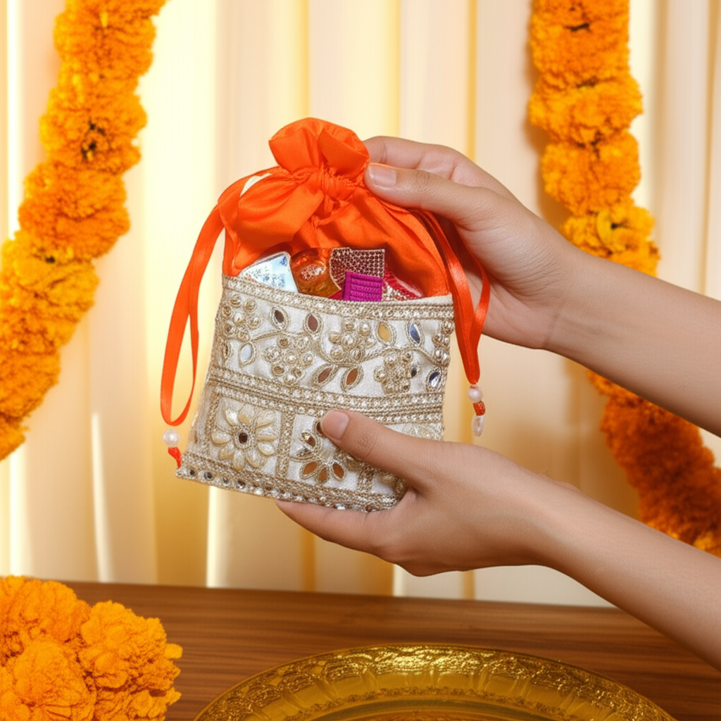 Nayab Silk Potli Set Wedding Collection Set Of 4