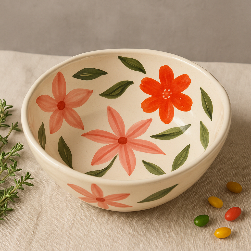 Blossom Petal Handmade Ceramic Salad Bowl