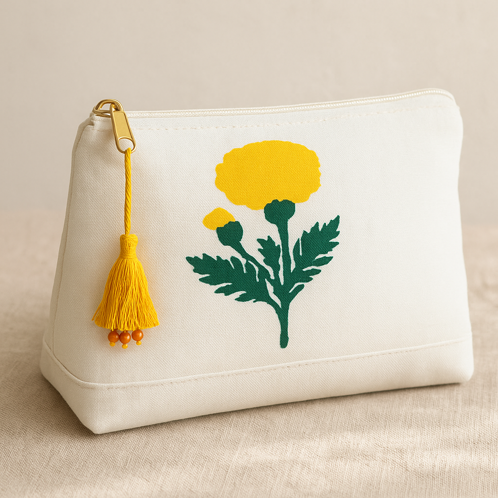 Marigold Bloom Makeup Pouch