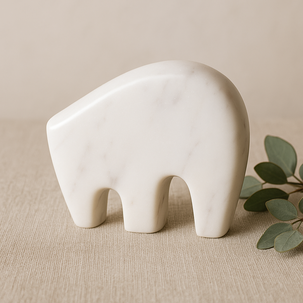 Handcrafted Marble Elephant Figurine Small
