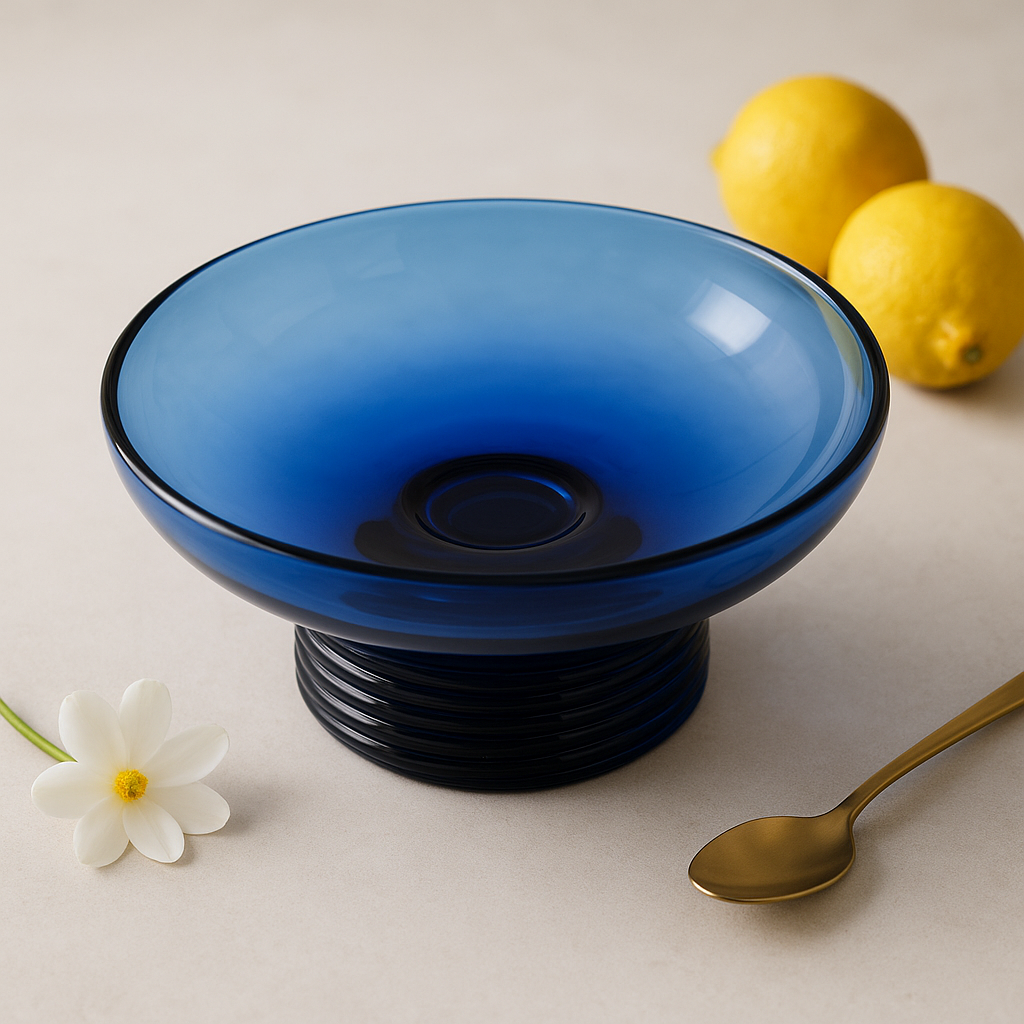 Blue Orbit – Hand-Blown Glass Bowl