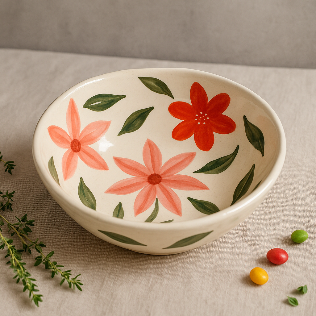 Blossom Petal Handmade Ceramic Salad Bowl