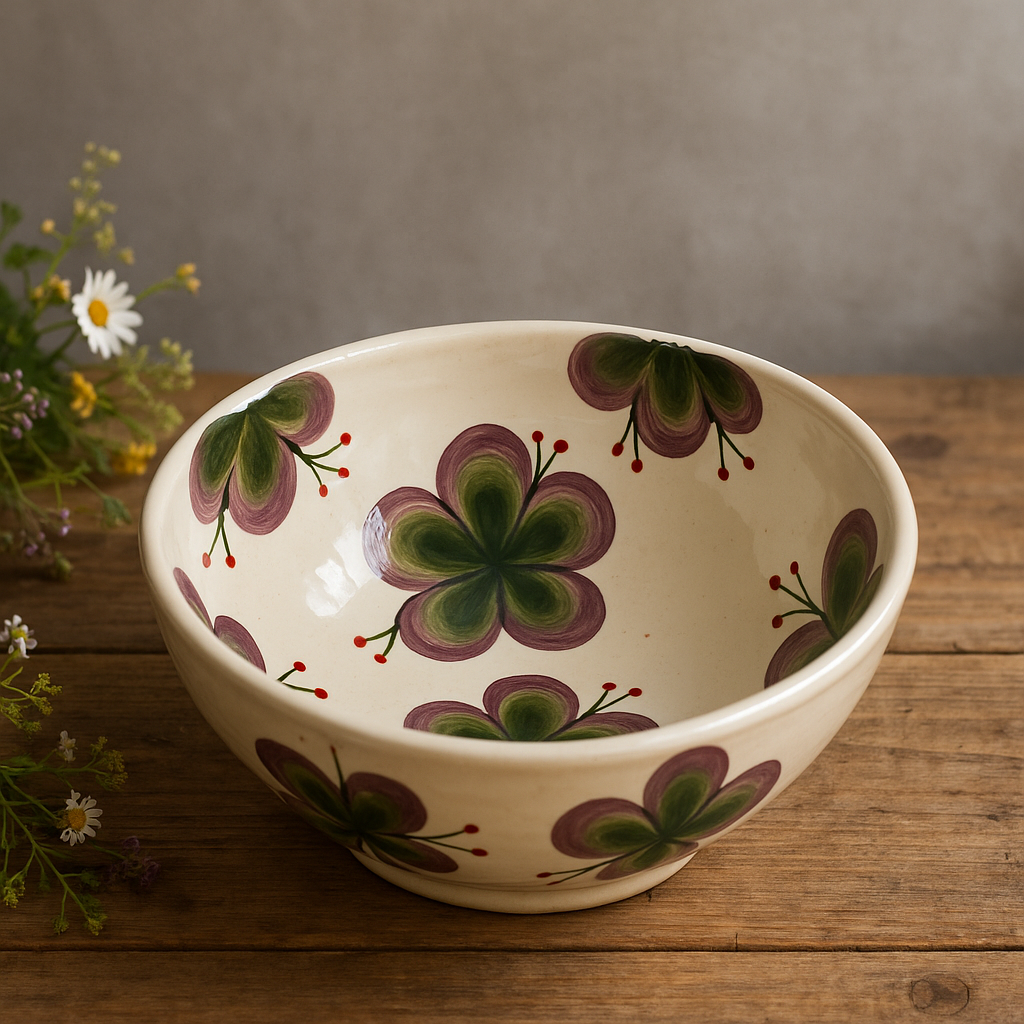 Lavender Bloom Handmade Ceramic Salad Bowl