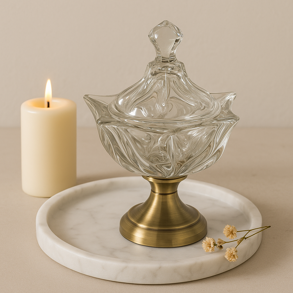 Zyra – Glass Bowl with Metal Base