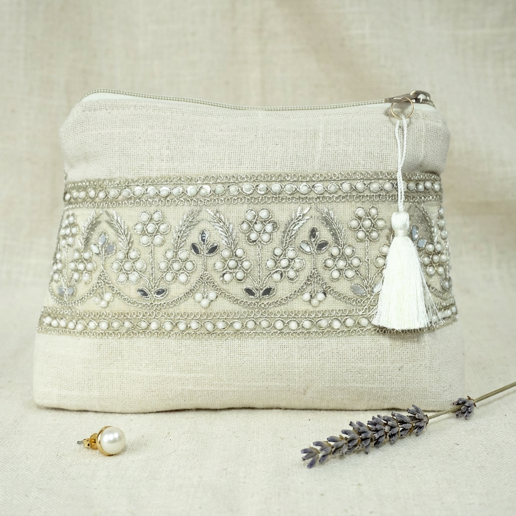 Ivory Petal Luxe Pouch