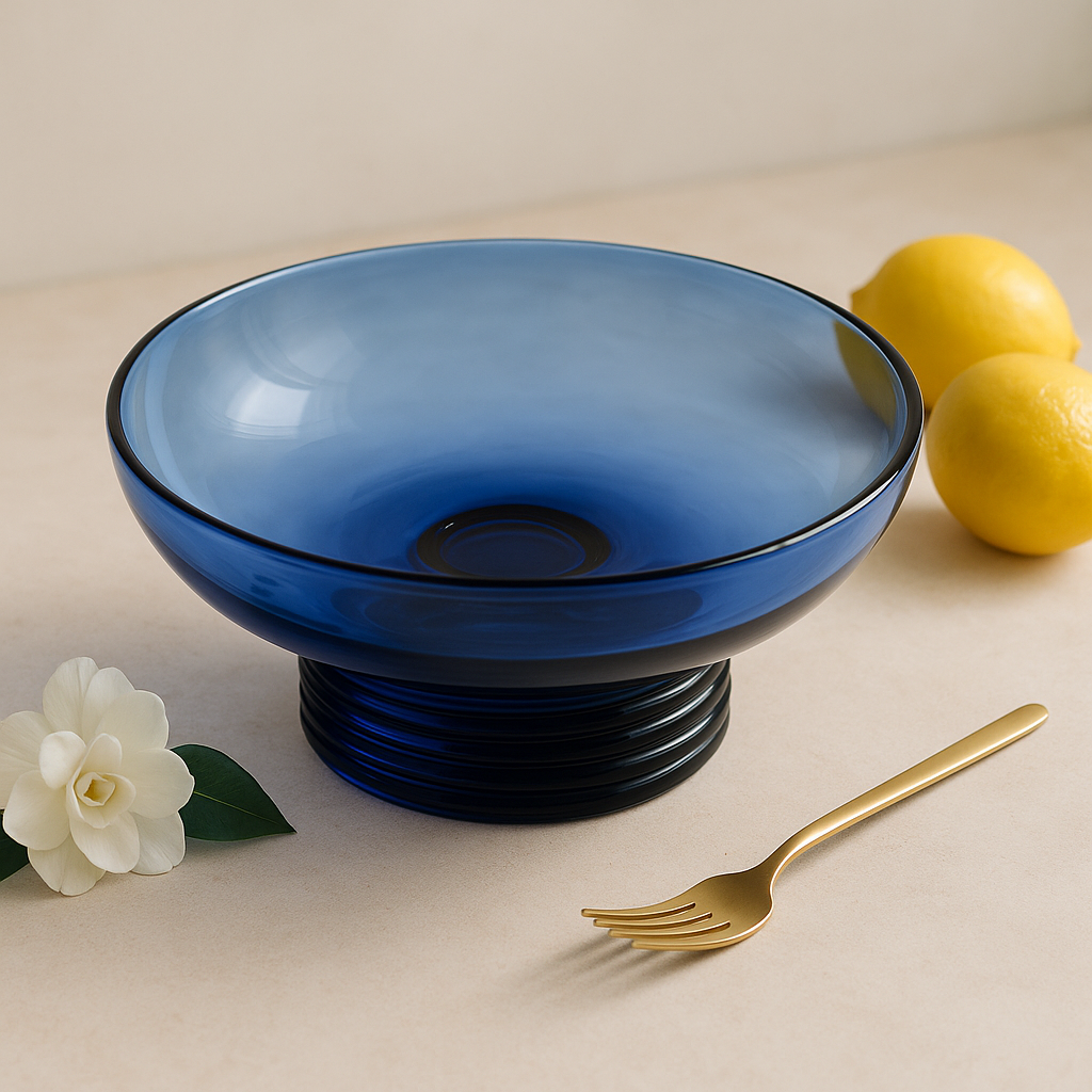 Blue Orbit – Hand-Blown Glass Bowl