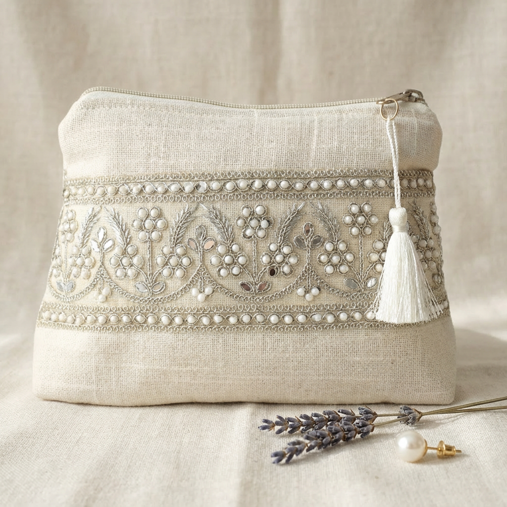 Ivory Petal Luxe Pouch